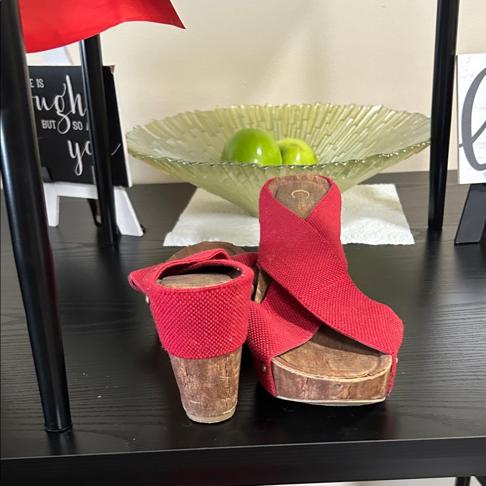 Elegant Red Wedge Sandals